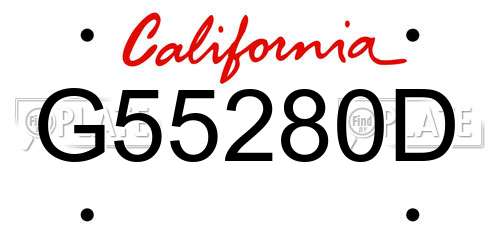G55280D California License Plate