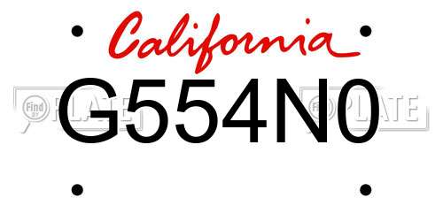 G554N0 California License Plate