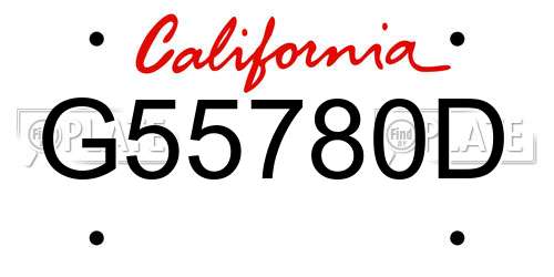 G55780D California License Plate