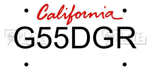 G55DGR California License Plate