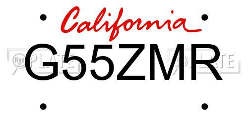 G55ZMR California License Plate