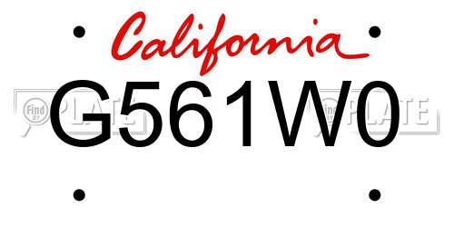G561W0 California License Plate