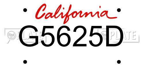 G5625D California License Plate