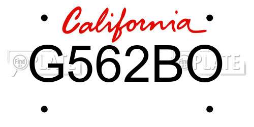 G562BO California License Plate