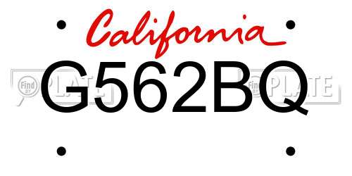 G562BQ California License Plate