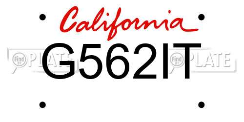 G562IT California License Plate