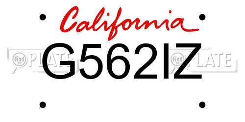 G562IZ California License Plate