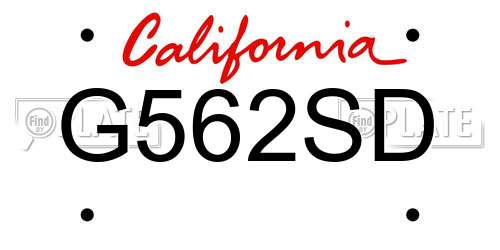 G562SD California License Plate