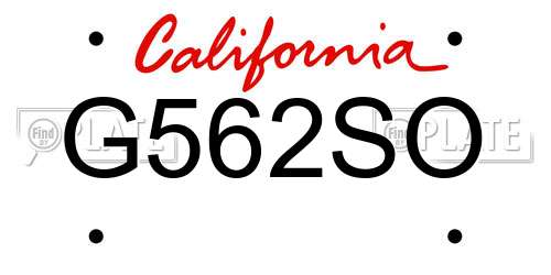 G562SO California License Plate