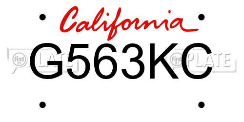 G563KC California License Plate