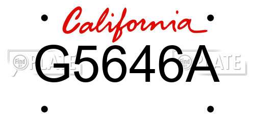 G5646A California License Plate