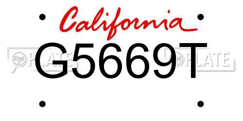 G5669T California License Plate