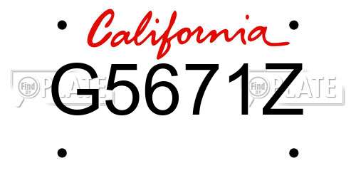 G5671Z California License Plate