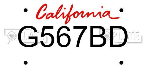 G567BD California License Plate