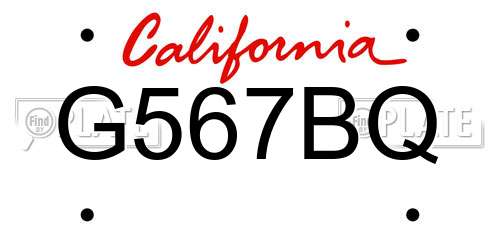 G567BQ California License Plate