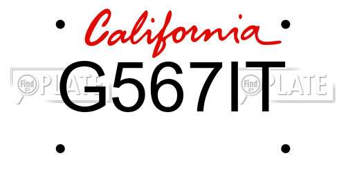 G567IT California License Plate