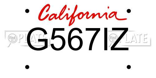 G567IZ California License Plate