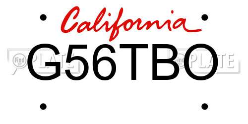 G56TBO California License Plate