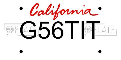 G56TIT California License Plate