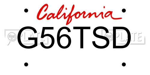 G56TSD California License Plate