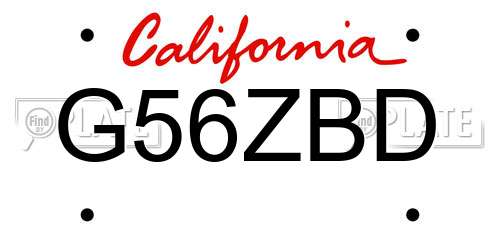 G56ZBD California License Plate