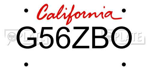 G56ZBO California License Plate