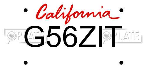G56ZIT California License Plate