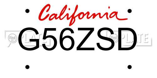 G56ZSD California License Plate