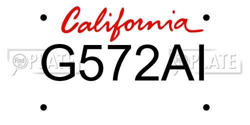 G572AI California License Plate