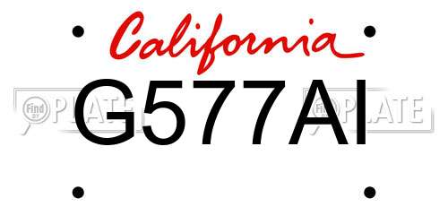 G577AI California License Plate