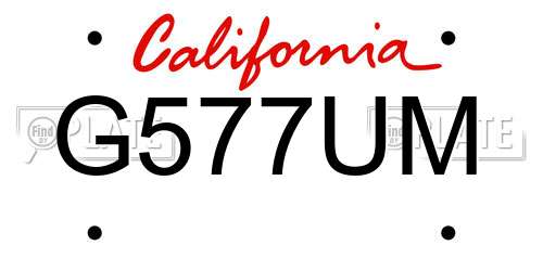 G577UM California License Plate