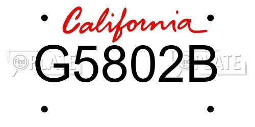 G5802B California License Plate