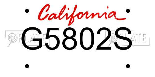 G5802S California License Plate