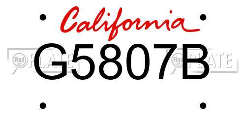 G5807B California License Plate