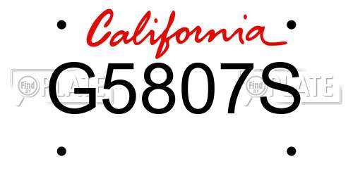 G5807S California License Plate