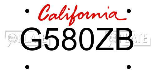 G580ZB California License Plate