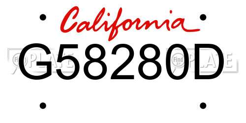 G58280D California License Plate