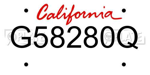 G58280Q California License Plate