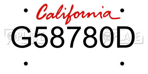 G58780D California License Plate