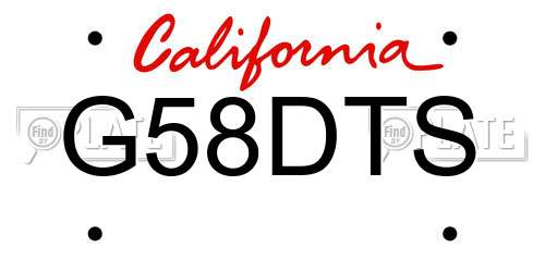 G58DTS California License Plate