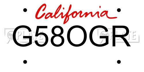G58OGR California License Plate