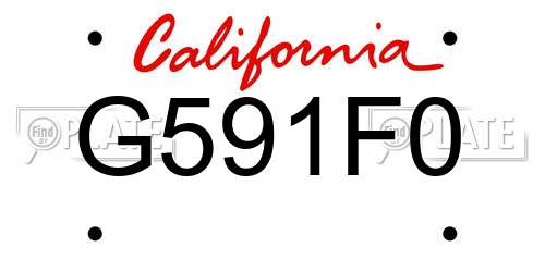 G591F0 California License Plate
