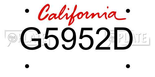 G5952D California License Plate