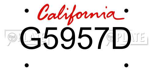 G5957D California License Plate