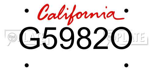 G5982O California License Plate