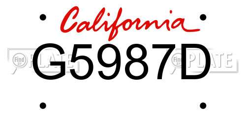 G5987D California License Plate