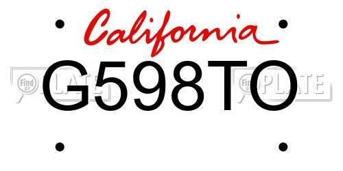 G598TO California License Plate