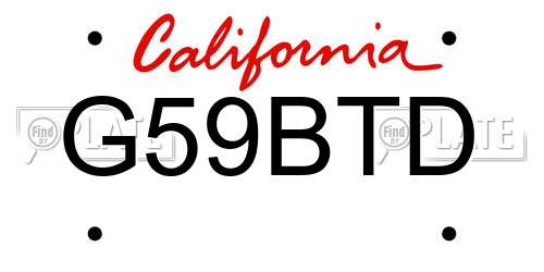 G59BTD California License Plate