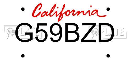 G59BZD California License Plate