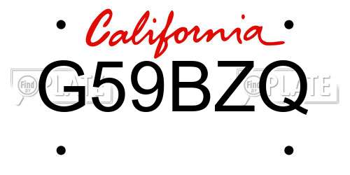 G59BZQ California License Plate